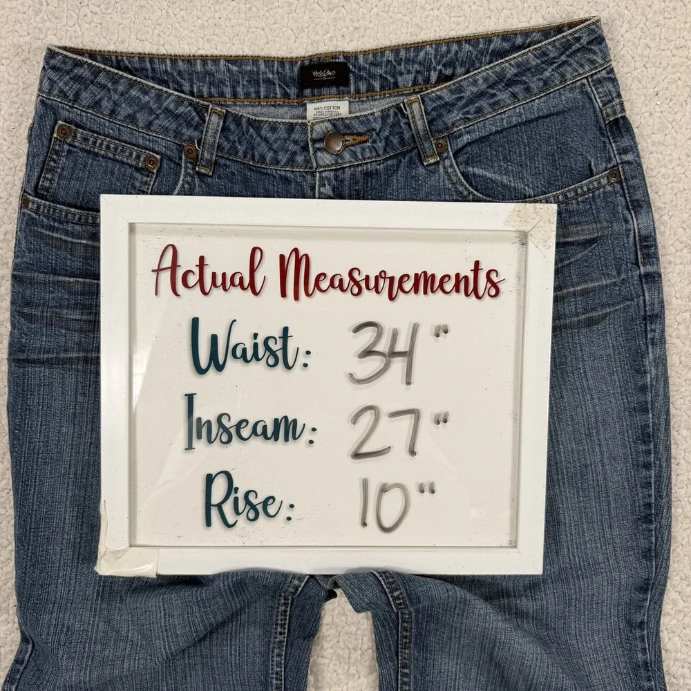 Mossimo Bootcut Jeans Women's 12 (34x27) Y2K Western Whiskered Boho